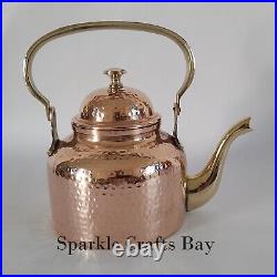 100% Pure Copper Tea Pot With 2 Copper Serving Tea Cups Set, 500 ML Tea Pot
