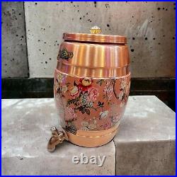 100% Pure Copper Water Dispenser 5 Litre Matka Pot with Tap Ayurveda Good Health
