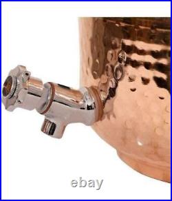 100% Pure Copper Water Dispenser (Matka) Hammered Container Pot 12L With 2 Glass