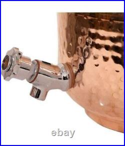 100% Pure Copper Water Dispenser (Matka) Hammered Container Pot 8L With 2 Glass