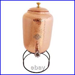 100% Pure Copper Water Dispenser (Matka) Hammered Container Pot Finish 8 LTR