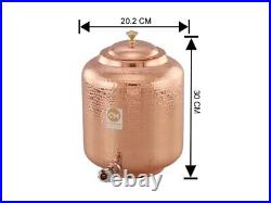 100% Pure Copper Water Dispenser (Matka) Hammered Finish Container Pot 8ltr