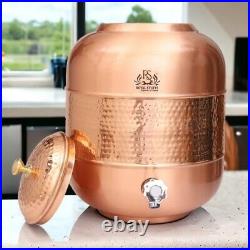 100% Pure Hammered Copper Water Dispenser (Matka) Finish Container Pot 12 Litre