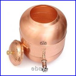 100% Pure Hammered Copper Water Dispenser (Matka) Finish Container Pot 12 Litre