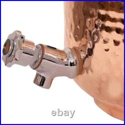 100% Pure copper drinkware water 12L dispenser pot hammered Bottle & 2 Glass