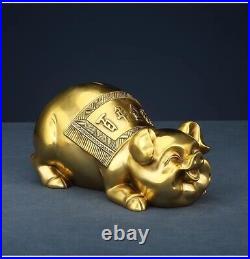 10.7 China Pure Copper Wealth Pig Statue Saving Pot Piggy Bank