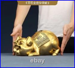 10.7 China Pure Copper Wealth Pig Statue Saving Pot Piggy Bank