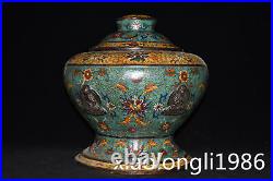 12.4 China ancient Exquisite carving Pure copper Red copper Cloisonne pot