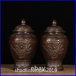 14.8cm mark China antique bronze Xuande Pure copper Will Army pot a pair