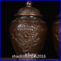 14.8cm mark China antique bronze Xuande Pure copper Will Army pot a pair