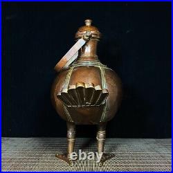 14.9Chinese Antique Collection Pure Copper Bao Duck Pot