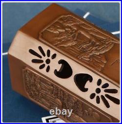 4.5 China Pure Copper Four Wonders of Mount Huangshan Pen Container Brush Pot