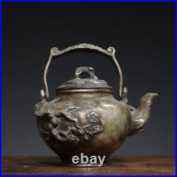 4.8 Chinese Buddhism Pure copper Gilt silver Fine carving prunus-blossom pot