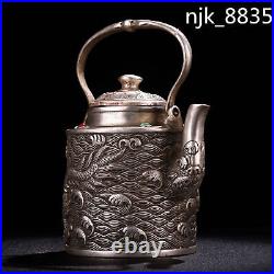 4.8 Old Chinese Pure copper Gilt silver Inlay gemstone Alcohol pot