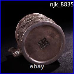 4.8 Old Chinese Pure copper Gilt silver Inlay gemstone Alcohol pot