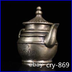 4.8 old China antique Collection Pure copper Silver gilding pot