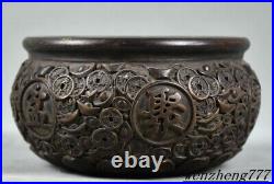 4.8collect China ancient Pure Copper coin Yuanbao wealth luck pot bowl