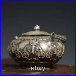 5.6 Chinese Buddhism Pure copper Gilt silver Fuzi pattern pot statue