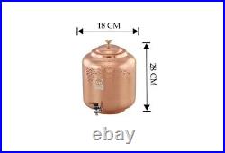 5 Litre Hammered Copper Water Dispenser (Matka) Container Pot with 4 Pure Copper