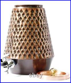 5 Litre Hammered Pure Copper Water Dispenser (Matka/Pot) Container Pot