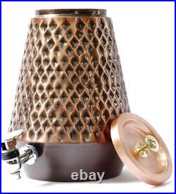 5 Litre Hammered Pure Copper Water Dispenser (Matka/Pot) Container Pot