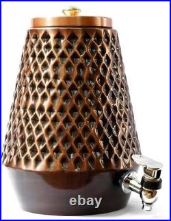 5 Litre Hammered Pure Copper Water Dispenser (Matka/Pot) Container Pot