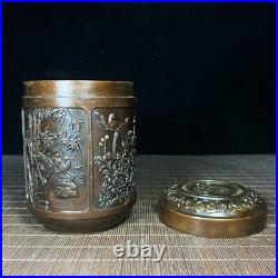 5 old China antique Fine carving Pure copper Floral pattern pot