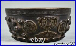 6.2collect China ancient Pure Copper gourd Yuanbao bat wealth luck pot bowl