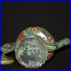7Qing dynasty Pure copper cloisonn é tall seated branch flower wine pot