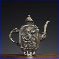 7.2 Chinese Buddhism Pure copper Gilt silver Fine carving fish patterns pot