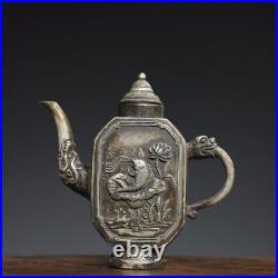 7.2 Chinese Buddhism Pure copper Gilt silver Fine carving fish patterns pot