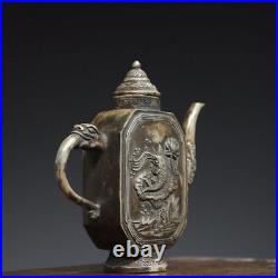 7.2 Chinese Buddhism Pure copper Gilt silver Fine carving fish patterns pot