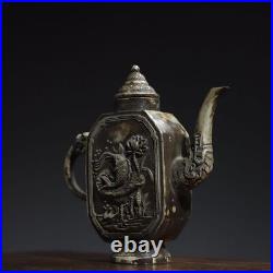 7.2 Chinese Buddhism Pure copper Gilt silver Fine carving fish patterns pot