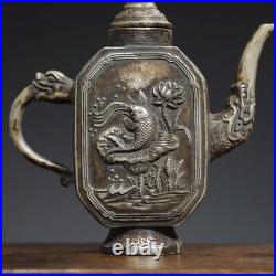 7.2 Chinese Buddhism Pure copper Gilt silver Fine carving fish patterns pot