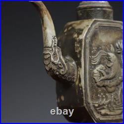 7.2 Chinese Buddhism Pure copper Gilt silver Fine carving fish patterns pot