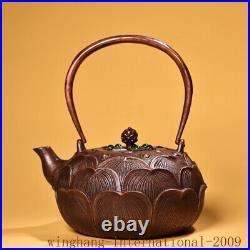 7.6China Dynasty palace Pure Copper inlay Gem Lotus flower Tea makers Tea Pot