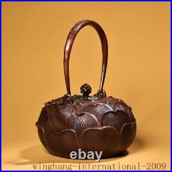 7.6China Dynasty palace Pure Copper inlay Gem Lotus flower Tea makers Tea Pot