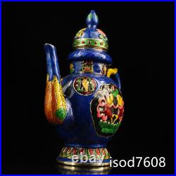 7.6 old China antique Pure copper Inlaid Cloisonne pot