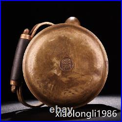 7.6 old China antique Pure copper Inlaid gem Five cattle chart pot