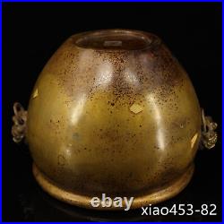 7.6 old China antique the Qing dynasty Pure copper Handmade Tiger head pot