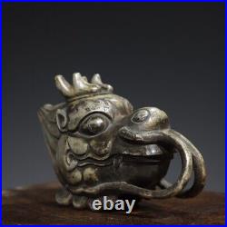 8 Chinese Buddhism Pure copper Gilt silver Fine carving Dragon Beast pot