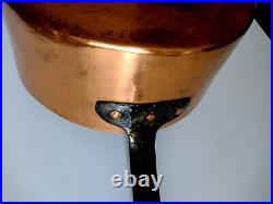 Antique 18th C French XL Hammered Unlined Pure COPPER Pan Pot Dove Tail Handle