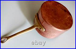 Antique 18th C French XL Hammered Unlined Pure COPPER Pan Pot Dove Tail Handle