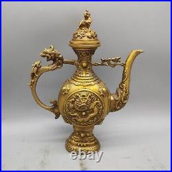 Antique Collection Pure Copper Five Dragon Wine Pot