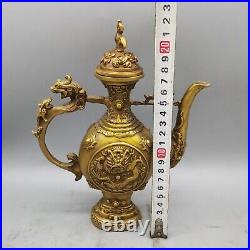 Antique Collection Pure Copper Five Dragon Wine Pot