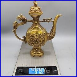 Antique Collection Pure Copper Five Dragon Wine Pot