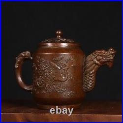 Antique Pure Copper Dragon Phoenix Pot