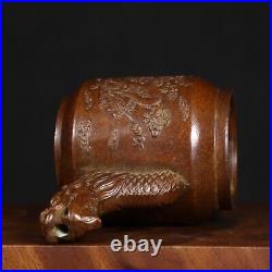 Antique Pure Copper Dragon Phoenix Pot