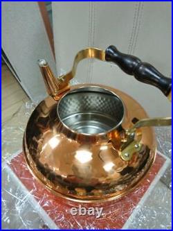 COPPER 100 Pure Copper Hammer Eyelet Kettle 2L S-810H Tea Pot F/S from Japan New