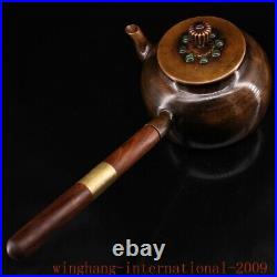 China Dynasty Pure Copper inlay Gem Kung Fu Tea long handle Tea makers Tea Pot